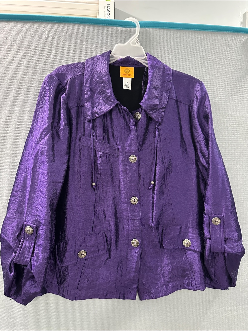 Ruby Rd. Shimmery Purple Button Jacket
